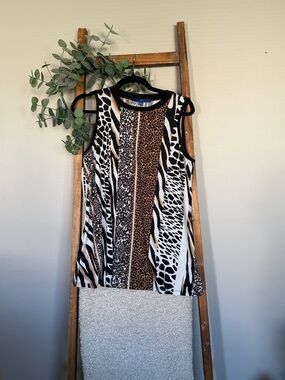 Apt. 9 Mixed Animal Print Tank Top - Black, White & Brown
